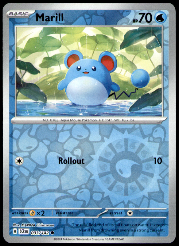 Marill SV07: Stellar Crown 033/142 Reverse Holo NM MARINA Chikazawa
