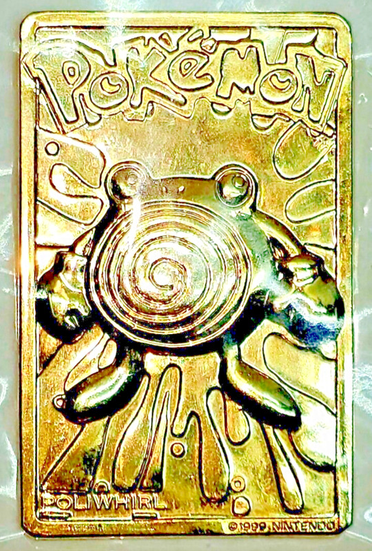 Pokemon Poliwhirl Tadpole Gold Trading Card Nintendo 1999 23K Gold Plated #61
