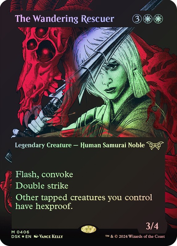 MTG TEXTURED FOIL The Wandering Rescuer Borderless – Duskmourn: House of Horror