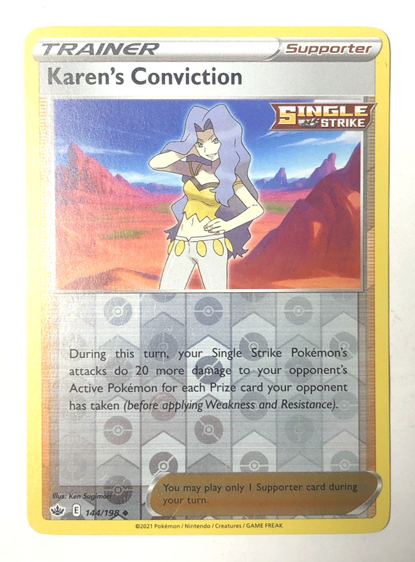 Karen’s Conviction 144/198 Chilling Reign Pokemon Reverse Holo Uncommon NM