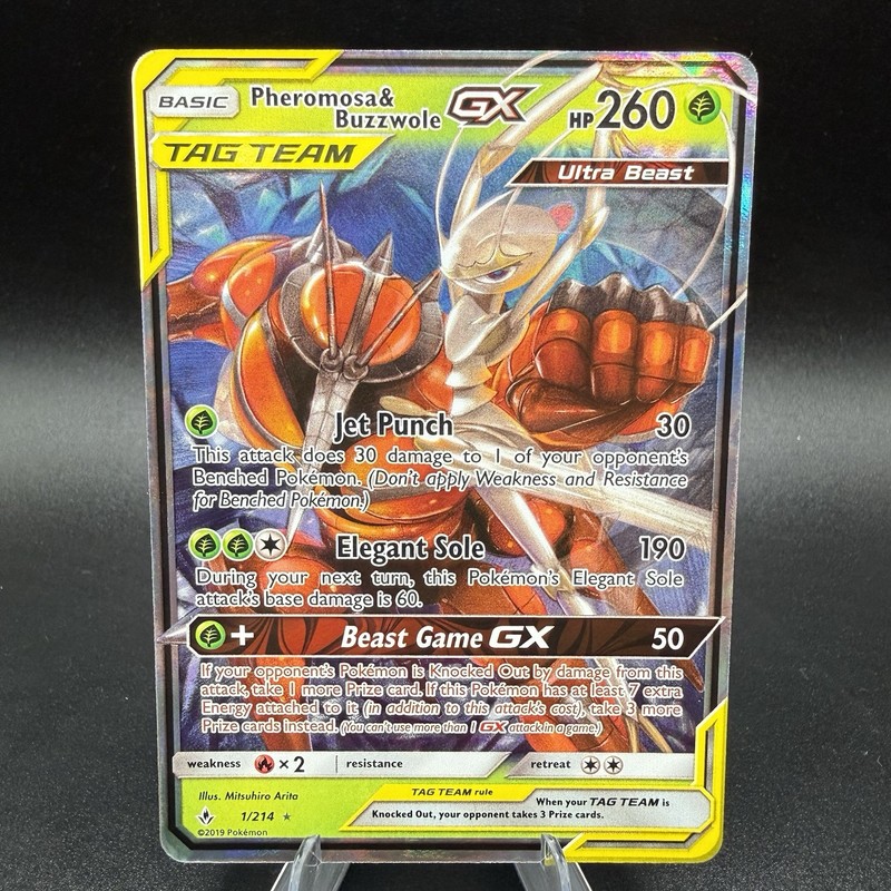 Pokémon Pheromosa & Buzzwole GX 1/214 SM-Unbroken Bonds Holo TAG TEAM FULL ART