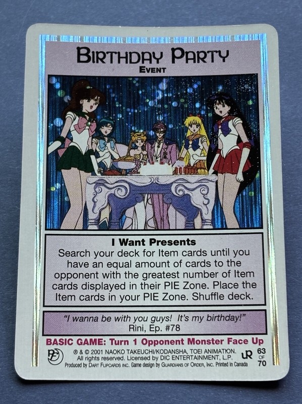 Sailor Moon CCG Foil Trading Card- Past & Future DART- Birthday Party 63/70