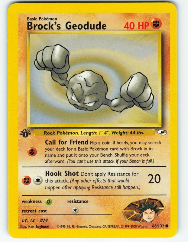 Brock’s Geodude – 1st Edition – 66/132 Gym Heroes- WOTC – Pokémon TCG – 2000