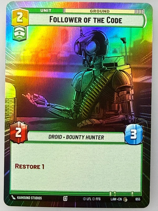 Star Wars Unlimited – x3 Follower of the Code Hyperspace Foil 655