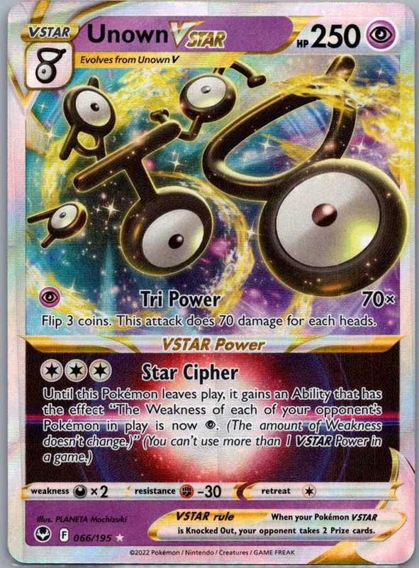 Unown VSTAR Ultra Rare Holo 066/195 SWSH12: Silver Tempest NM