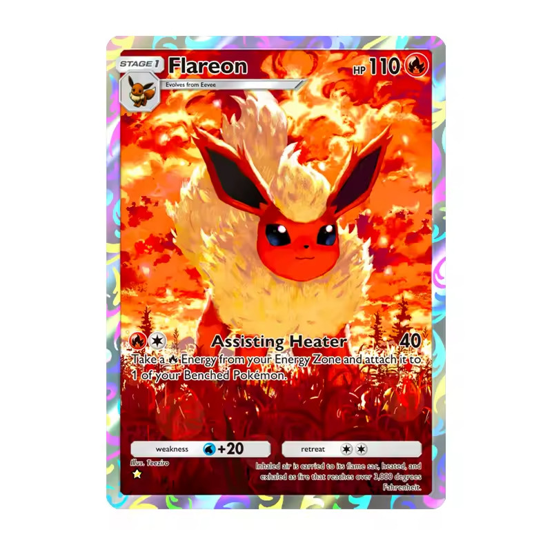 Flareon Holo Foil Full Art Textured DIY Pokemon TCG Card