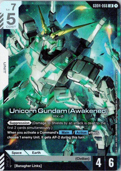 Unicorn Gundam (Awakened) Legend Rare Holo Phantom Aria GD04-066 NM