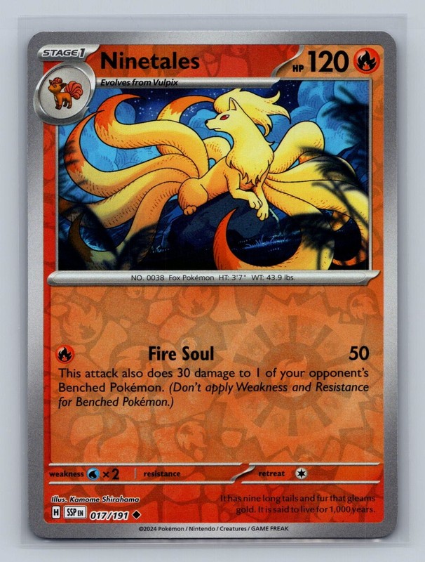 Ninetales 017/191 Surging Sparks Reverse Holo NM Kamome Shirahama Free Shipping