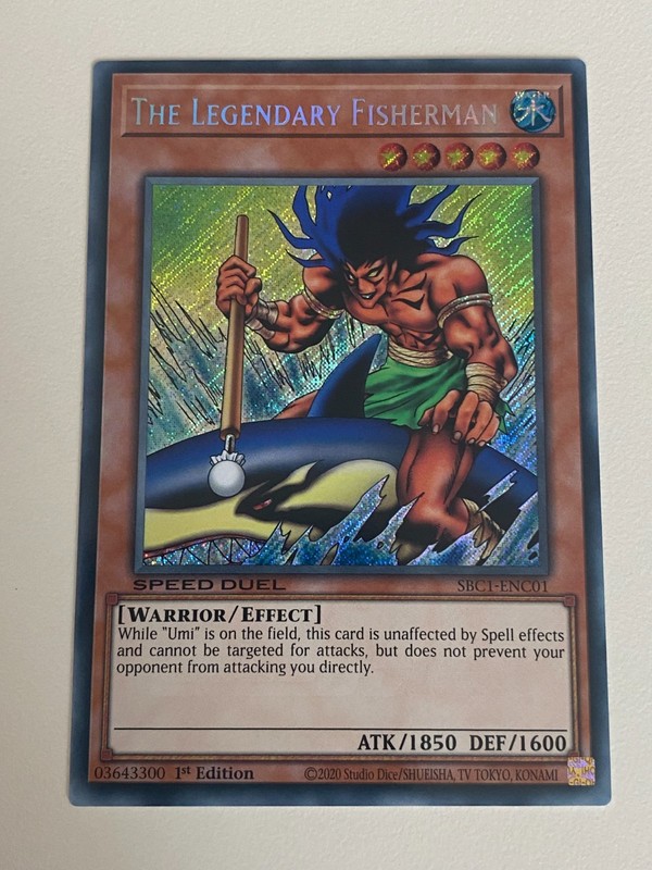 Yugioh – The Legendary Fisherman – 1st Edition Secret Rare LP – Free Holo Card
