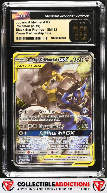 2019 Black Star Promos #SM192 Lucario & Melmetal GX 10 Pristine Gem Mint