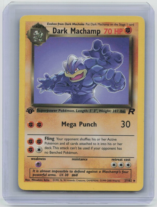 Dark Machamp 27/82 1st Edition Rare Team Rocket Pokemon Card 27/82