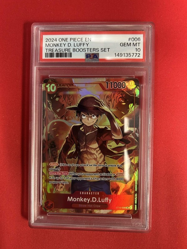 2024 One Piece EN ST10-006 Monkey D. Luffy Treasure Boosters Set PSA 10 GEM MINT
