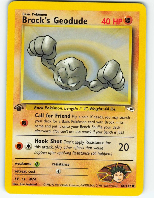 Brock’s Geodude – 1st Edition – 66/132 Gym Heroes- WOTC – Pokémon TCG – 2000
