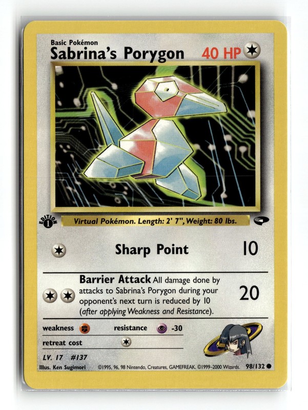 Sabrina’s Porygon 098/132 Common Gym Challenge 1st Edition Pokemon NM