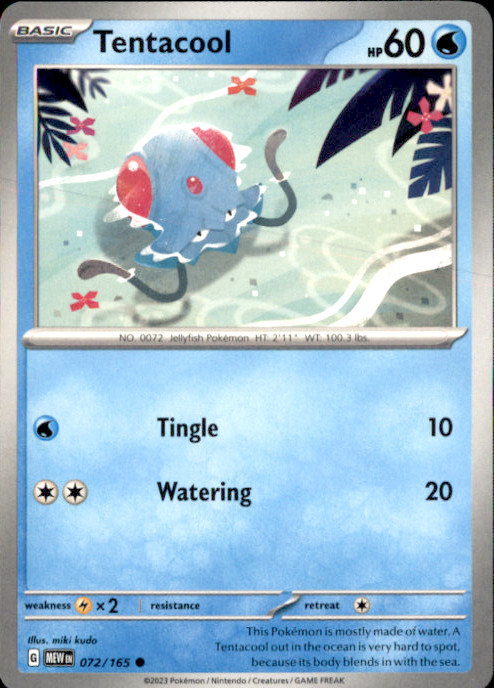 Tentacool Common SV: Scarlet & Violet 151 072/165 NM miki kudo 2023