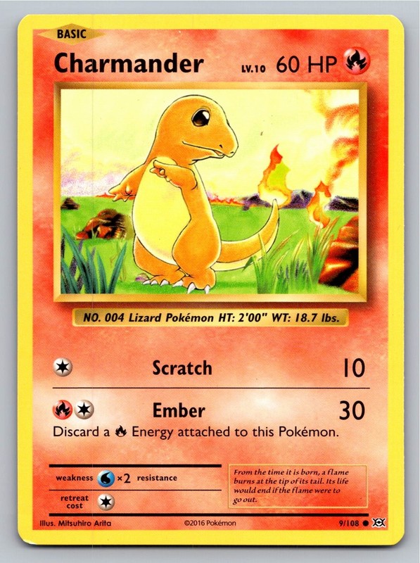 Charmander 9/108 Common Evolutions Pokemon Lightly Played