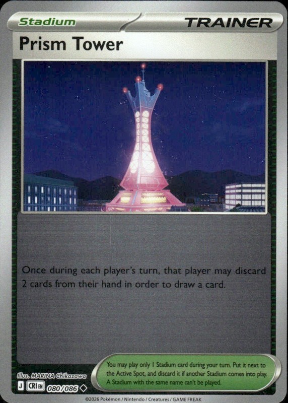 PRISM TOWER 080/086 ME04: CHAOS RISING REVERSE HOLO POKEMON MARINA CHIKAZAWA