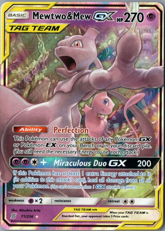 Mewtwo & Mew GX Ultra Rare SM – Unified Minds 71/236 NM Holofoil – Pokemon
