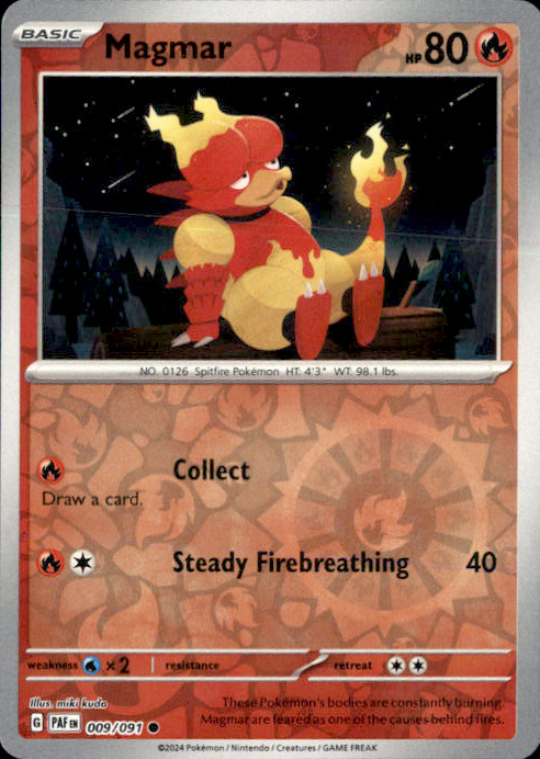 Magmar Reverse Holo Common SV: Paldean Fates 009/091 NM miki kudo 2024