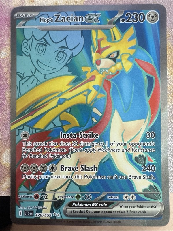 2025 Pokemon Hop’s Zacian Ex Full Art Holo 176/159 Journey Together