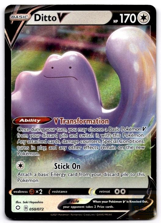 Ditto V 050/072 Holo V Rare Shining Fates Pokemon Near Mint