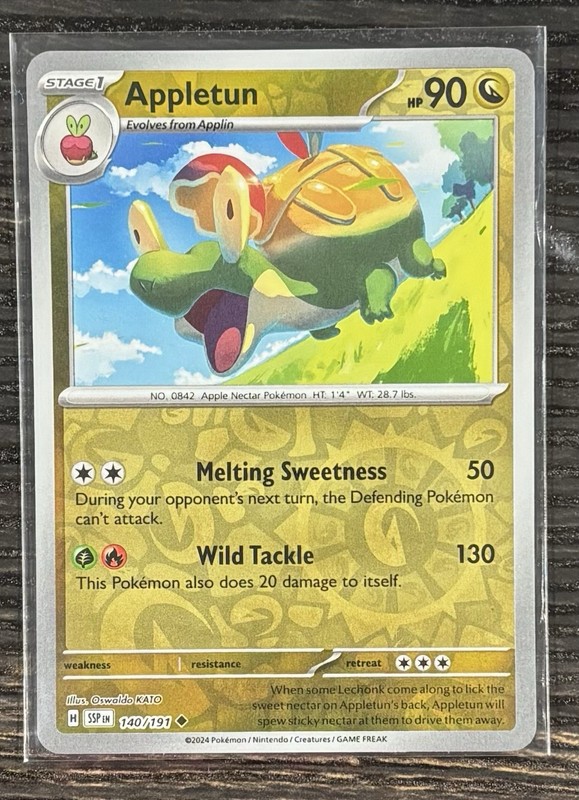 Appletun 140/191 Pokemon Sv08: Surging Sparks Reverse Holo TCG Card