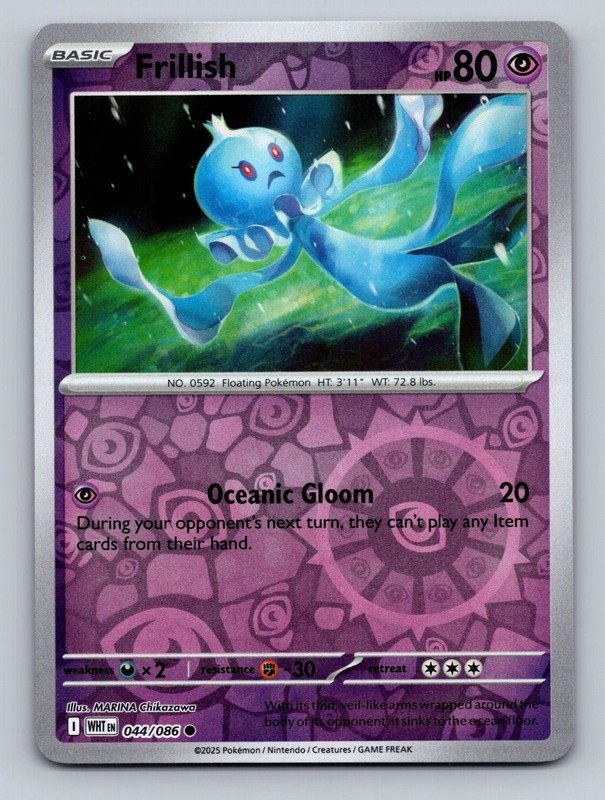 Frillish 044/086 White Flare Reverse Holo NM MARINA Chikazawa Free Shipping