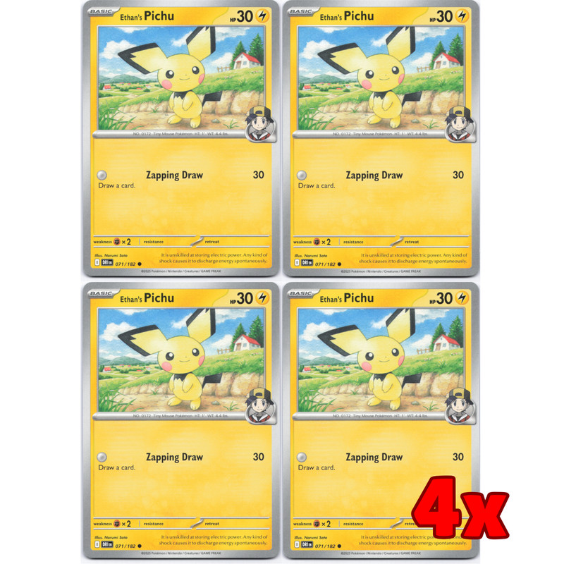 Pokémon TCG 4x Ethan’s Pichu 071/182 Destined Rivals Playset NM