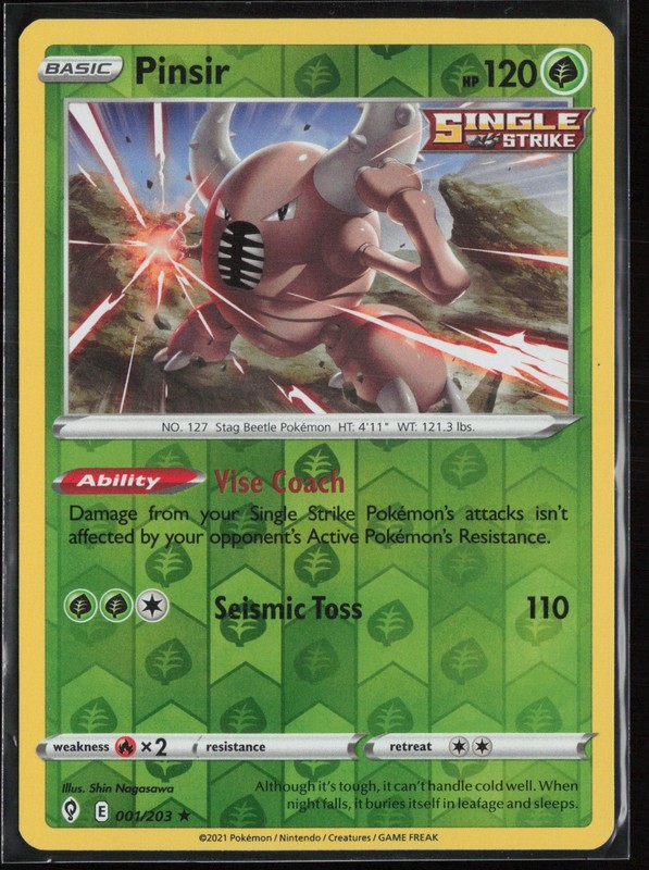 Pinsir 001/203 Reverse Holo – SWSH07: Evolving Skies – NM