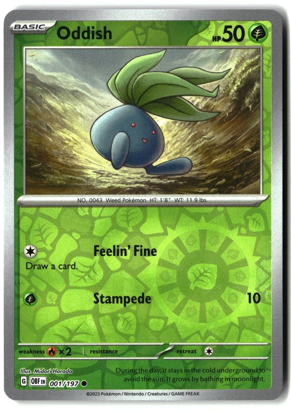 Oddish 001/197 SV03: Obsidian Flames Reverse Holo NM