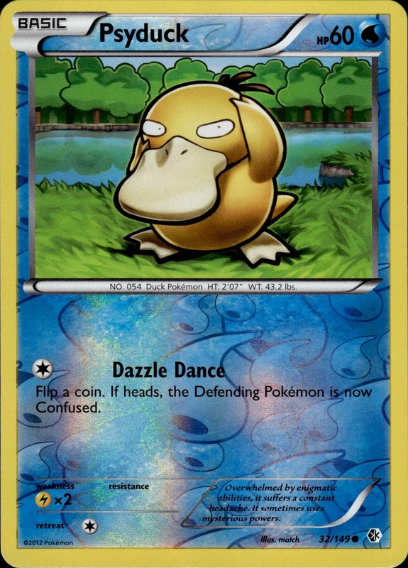 #4 Psyduck 32/149 BW Boundaries Crossed 2012 Reverse Holo Pokémon Card TCG