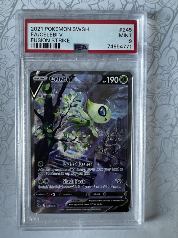 Pokémon TCG Celebi V Fusion Strike 245/264 Holo Full Art Ultra Rare PSA 9