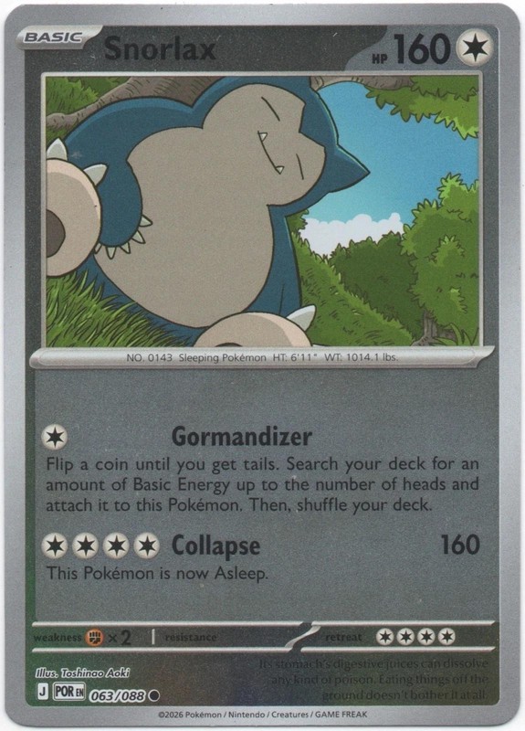 Snorlax – 063/088 – Reverse Holo – Pokemon Perfect Order