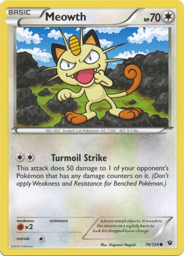 Meowth – 74/124 – Common – Damaged