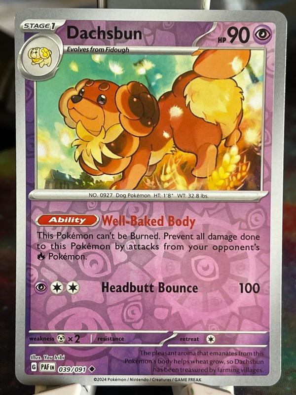 POKEMON DACHSBUN 039/091 UNCOMMON REVERSE HOLO PALDEAN FATES NM CARD