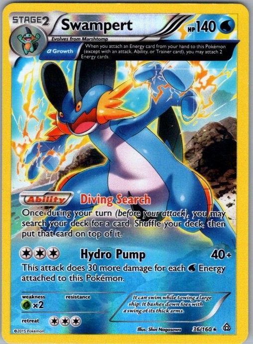 Swampert (Alpha) 36/160 Reverse Holo Holo Rare XY – Primal Clash MP