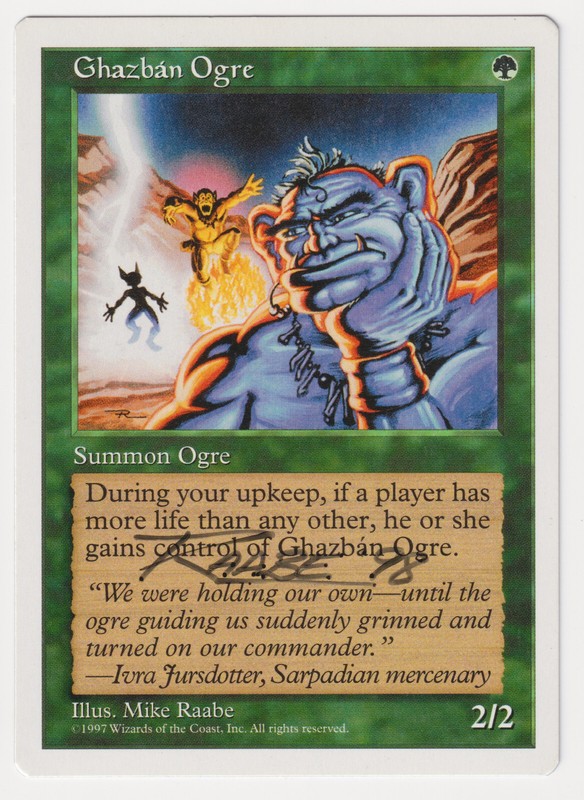 Signed Ghazban Ogre MP 5th Edition Artist Mike Raabe Dated ’98 MTG Magic Vintage