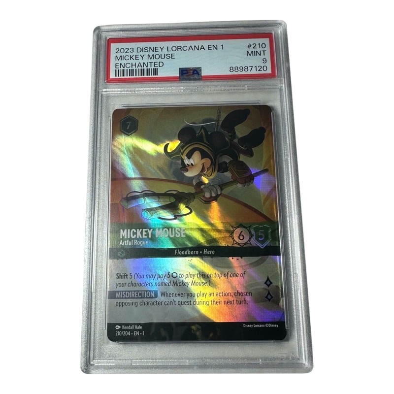 Disney Lorcana The First Chapter ENCHANTED Mickey Mouse Artful Rogue #210 PSA 9
