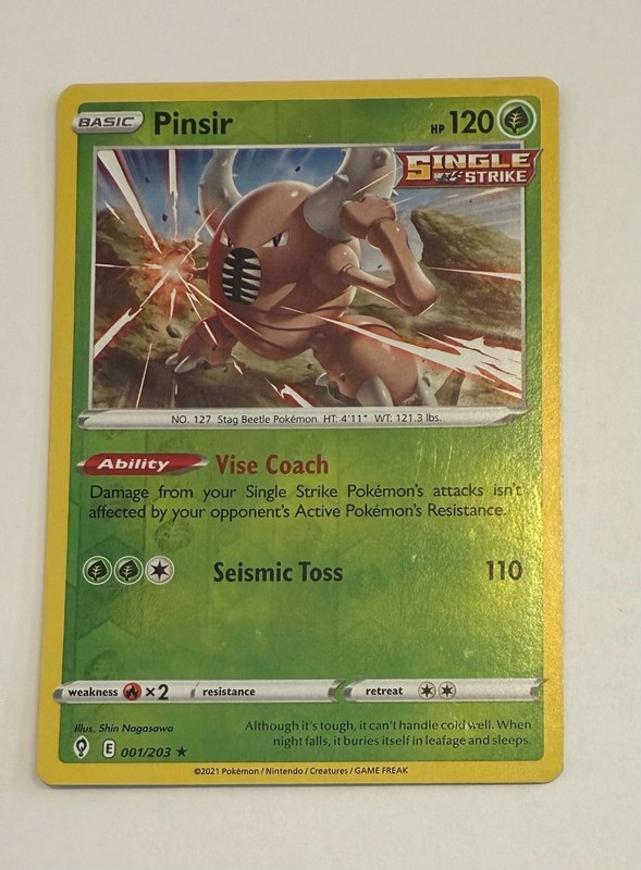 Pinsir Reverse Holo Rare – 001/203 – Evolving Skies Pokemon 2021