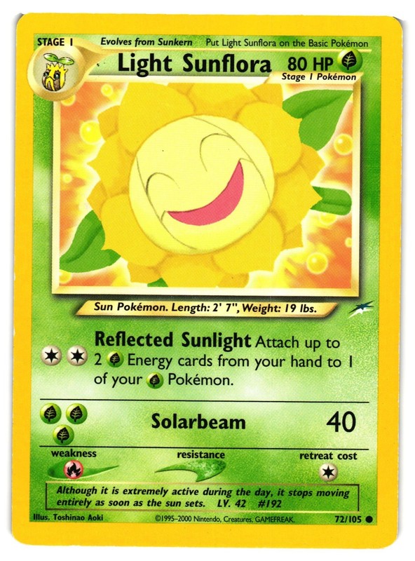 Pokémon TCG Light Sunflora Neo Destiny Card 72/105 Unlimited Common LP/MP