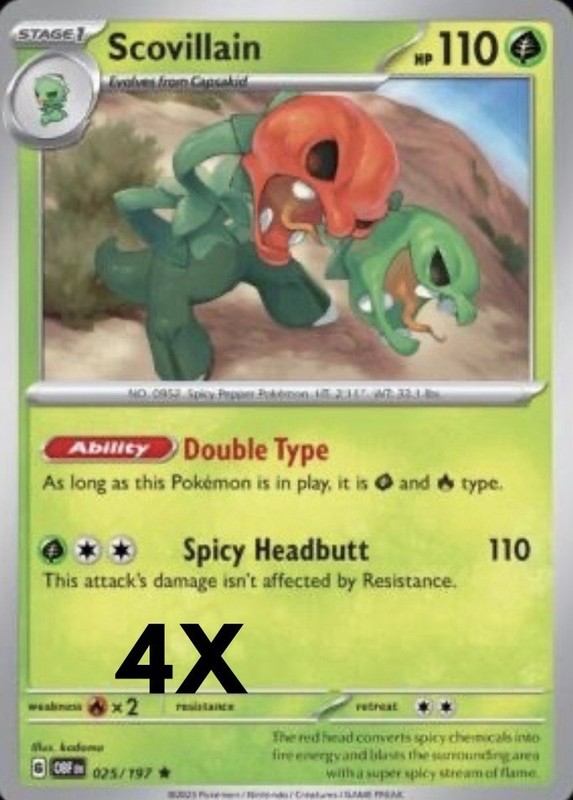 Playset 4x Scovillain 025/197 SV03: Obsidian Flames Holo