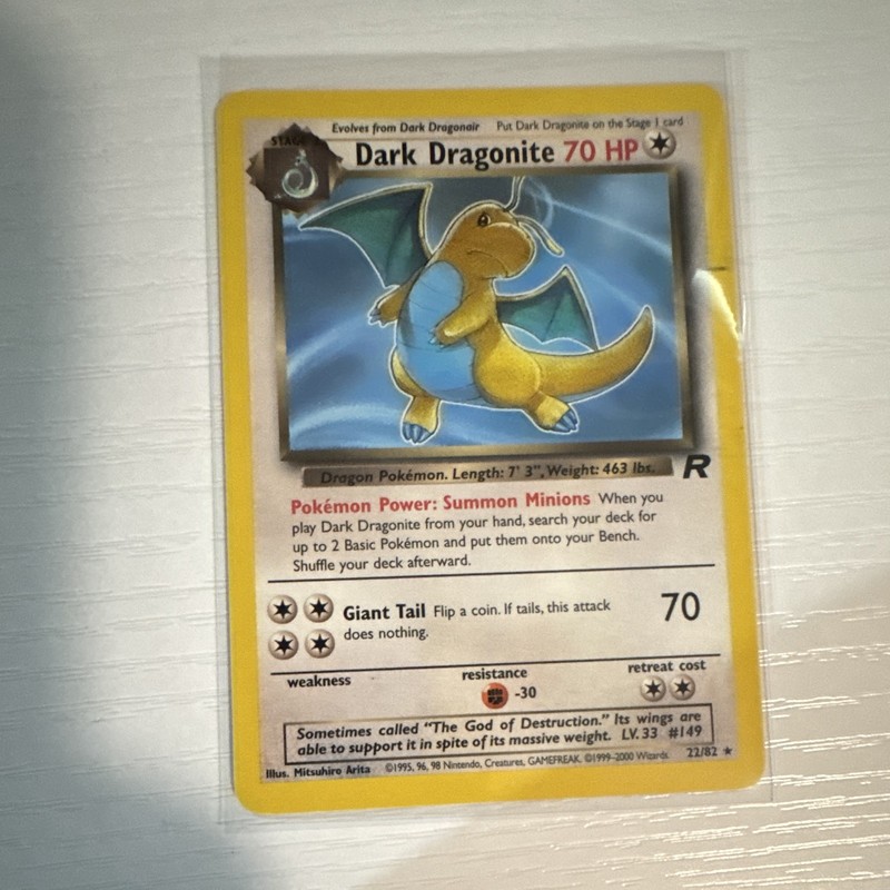 Pokemon TCG Team Rocket Dark Dragonite 22/82 Unlimited non holo Rare 70 HP 2000