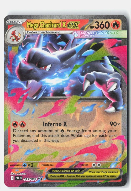 Mega Charizard X ex – Double Rare Holo ME02: Phantasmal Flames 013/094 NM