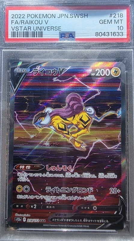 PSA 10 Raikou V 218/172 Special Art Rare SAR VSTAR Universe s12a Pokemon Card