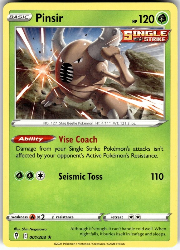 Pinsir 001/203 Rare Evolving Skies Pokemon Near Mint