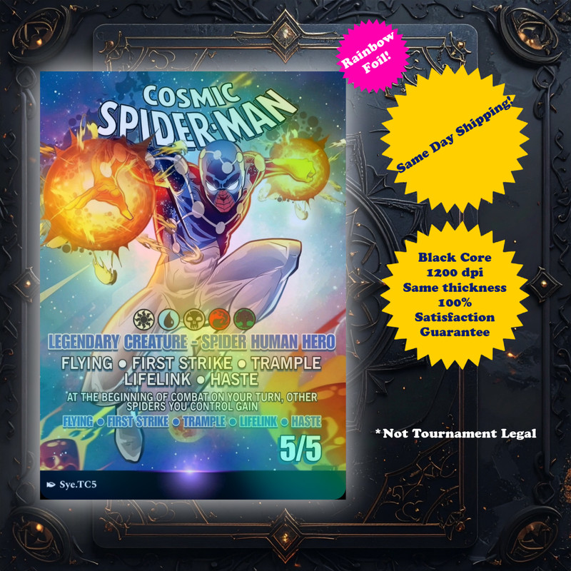 Cosmic Spiderman – Foil High Quality Custom Art Playtest card for MTG – EDH