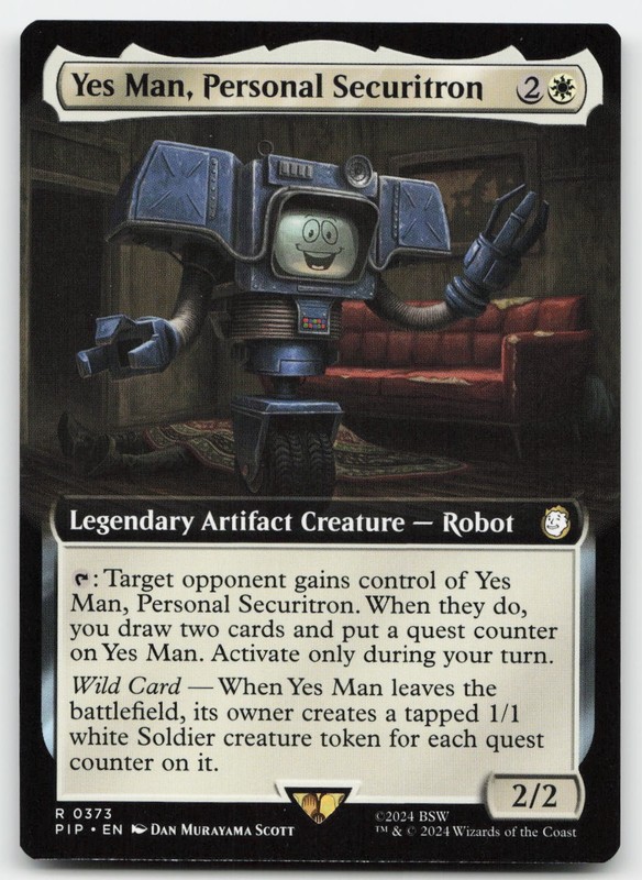 Yes Man, Personal Securitron (Extended Art) #373 (LP) Fallout PIP Magic MTG