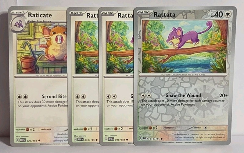 Raticate 29/165 & Rattata 19/165 (1X Reverse Holo) Scarlet & Violet 151 Evo Line