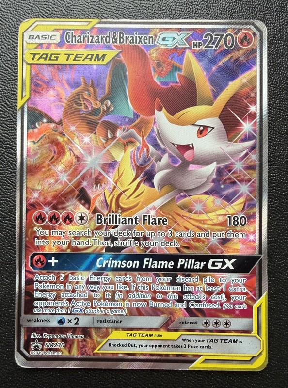 Charizard & Braixen GX SM230 Black Star Promo Sun & Moon Tag Team 2019 Pokemon