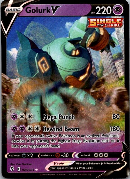 Golurk V SWSH07: Evolving Skies 070/203 NM Holo